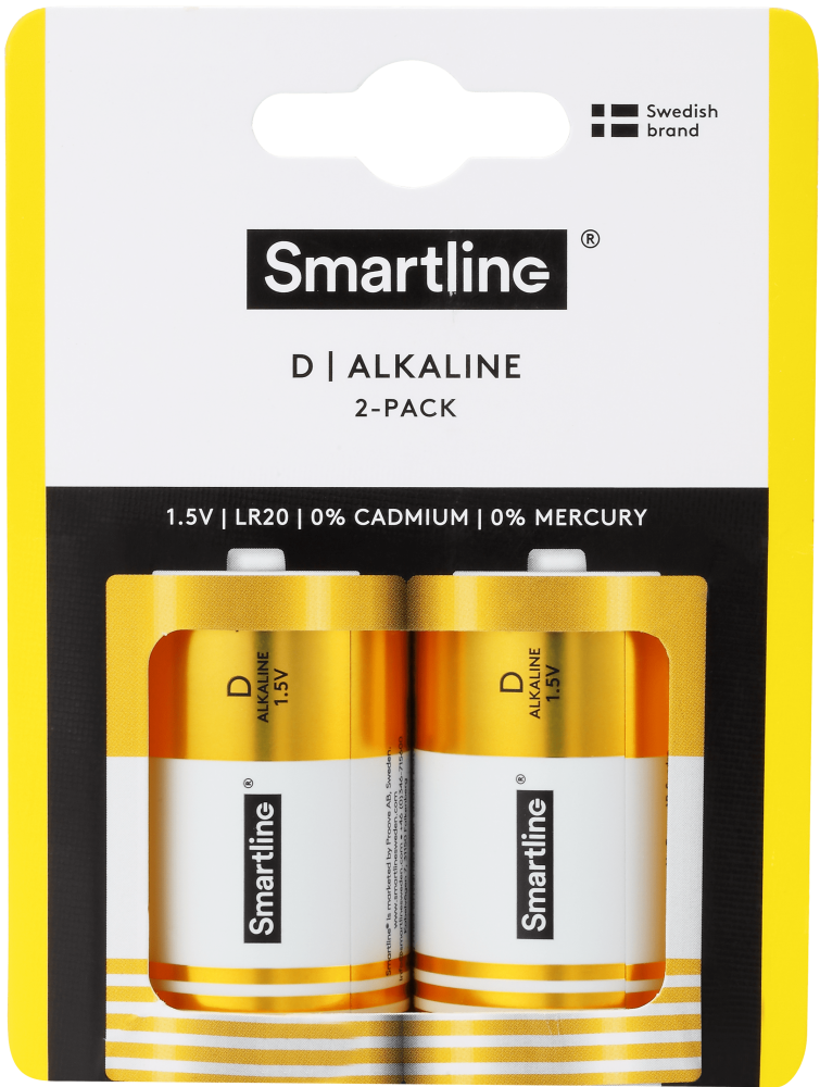 Smartline Smartline D LR20 1.5V Alkaliskt Batteri 2-pack - Teknikhallen.se