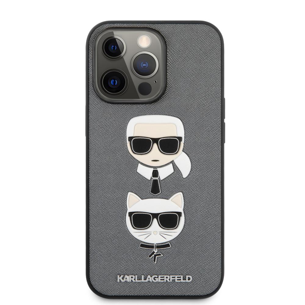 Karl Lagerfeld Karl Lagerfeld iPhone 13 Pro Skal Karl & Choupette PU Saffiano Silver/Gr - Teknikhallen.se