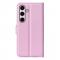  Samsung Galaxy S24 FE Fodral Litchi Lder Textur Ljus Rosa - Teknikhallen.se