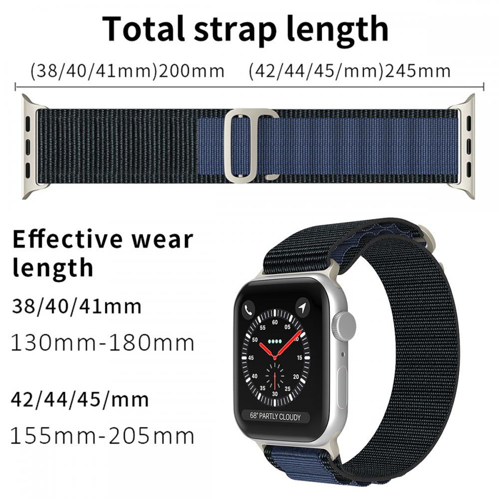 ColorPop Apple Watch 42/44/45/49 mm Armband Alpine Pro Loop Svart/Midnight Blue - Teknikhallen.se