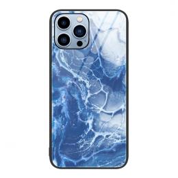  iPhone 15 Pro Skal Marmor Härdat Glas Blue Ocean - Teknikhallen.se