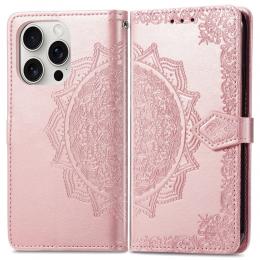  iPhone 16 Pro Fodral Mandala Läder Roséguld - Teknikhallen.se