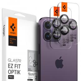 Spigen Spigen iPhone 14 Pro/Pro Max/15 Pro/Pro Max 2-PACK Optik.tR "Ez Fit" Linsskydd - Teknikhallen.se