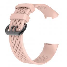  Ihåligt Silikon Armband Fitbit Charge 4/3 (L) Ljus Rosa - Teknikhallen.se