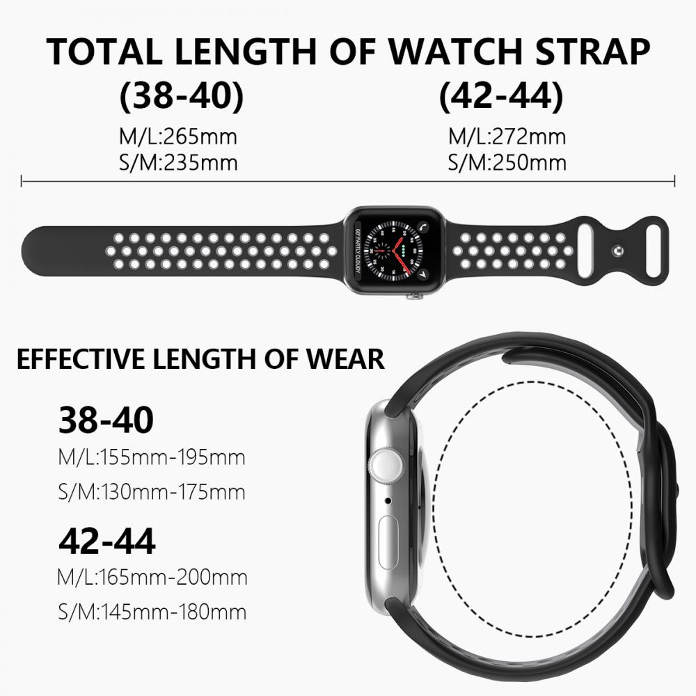 ColorPop Sportarmband Dual-Color Apple Watch 41/40/38 mm (M/L) Svart/Gr - Teknikhallen.se