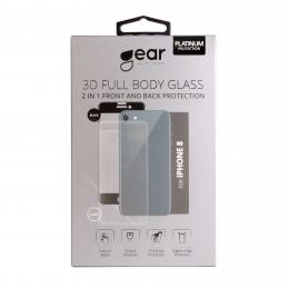 Gear GEAR iPhone 8 Fram/Bak Skärmskydd Härdat Glas 3D 2in1 med baksida - Teknikhallen.se