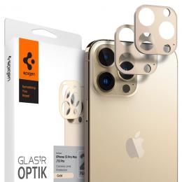 Spigen Spigen iPhone 13 Pro / 13 Pro Max 2-PACK Optik.tR Linsskydd Härdat Glas Guld - Teknikhallen.se