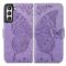  Samsung Galaxy S21 FE Fodral Big Butterfly Lder Lila - Teknikhallen.se