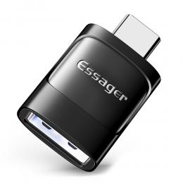 ESSAGER ESSAGER USB-A Hona till USB-C 3.0 Adapter, 5Gbps Svart - Teknikhallen.se