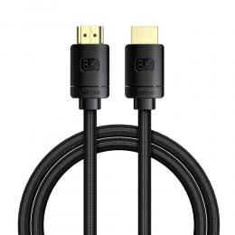 BASEUS Baseus 1m 8K 60Hz HD HDMI - HDMI 2.1 Nylon Kabel Svart - Teknikhallen.se