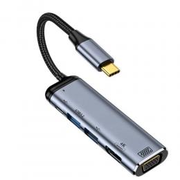  USB-C PD Till VGA/HDMI/USB-C/USB-A 4K 60Hz 1080p Adapter - Teknikhallen.se