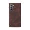  Samsung Galaxy S21 FE Fodral Skin Touch Flip Brun - Teknikhallen.se