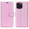  iPhone 16 Pro Max Fodral Litchi Lder Textur Ljus Rosa - Teknikhallen.se