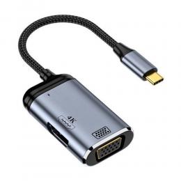  PD USB-C - VGA / HDMI 4K 60Hz 1080p Adapter - Teknikhallen.se