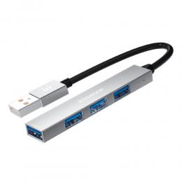ESSAGER ESSAGER USB-A Hub 4x USB-A 2.0 Portar Aluminium Silver - Teknikhallen.se