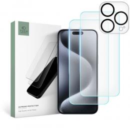 Tech-Protect Tech-Protect iPhone 15 Pro Max 3-PACK Skärmskydd/Linsskydd - Teknikhallen.se