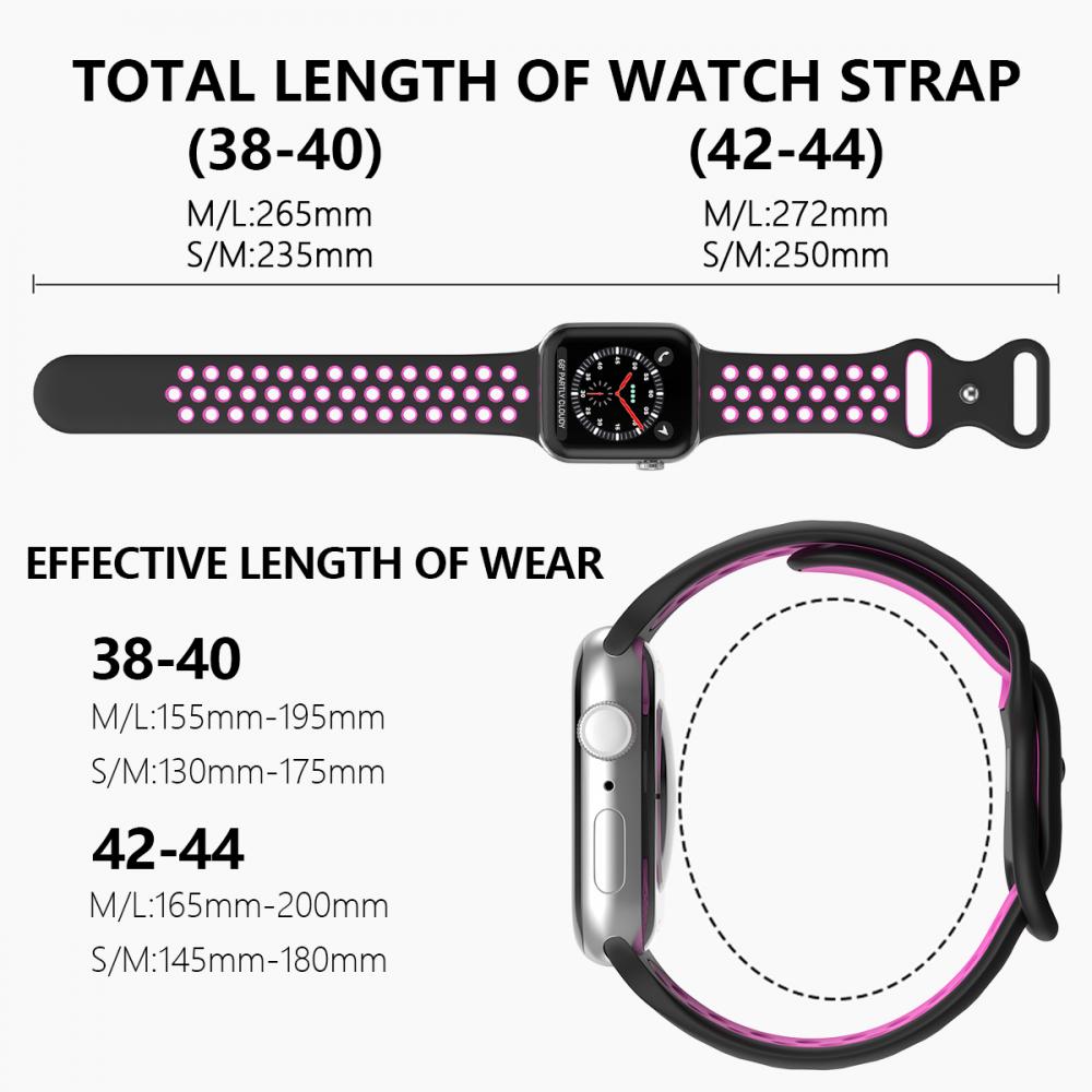 ColorPop Sportarmband Dual-Color Apple Watch 41/40/38 mm (M/L) Svart/Lila - Teknikhallen.se