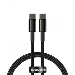 BASEUS Baseus 1m 100W USB-C - USB-C Kabel Tungsten Gold Series Svart - Teknikhallen.se