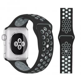  Ihåligt Silikon Armband Apple Watch 41/40/38 mm (M/L) - Svart/Grå - Teknikhallen.se