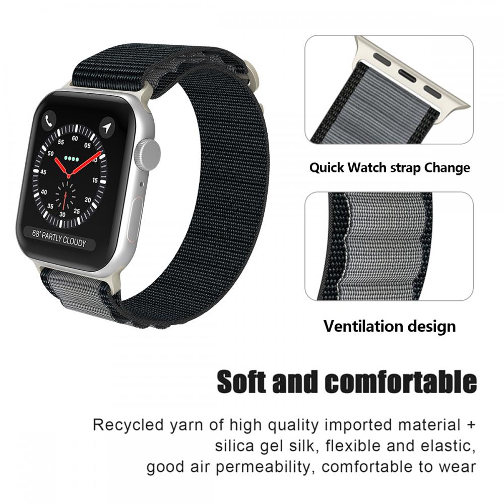 ColorPop Apple Watch 38/40/41 mm Armband Alpine Pro Loop Svart/Gr - Teknikhallen.se