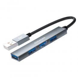 ESSAGER ESSAGER USB-A Hub 4x USB-A 2.0 Portar Aluminium Grå - Teknikhallen.se
