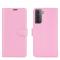  Samsung Galaxy S21 Plus - Litchi Lder Fodral - Ljus Rosa - Teknikhallen.se