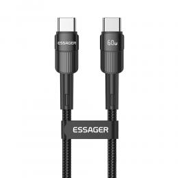 ESSAGER ESSAGER 50cm 60W PD USB-C - USB-C Laddningskabel Svart - Teknikhallen.se