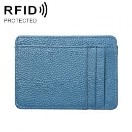  RFID Plånbok Korthållare Litchi Textur Lake Blue - Teknikhallen.se
