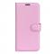  Samsung Galaxy S24 FE Fodral Litchi Lder Textur Ljus Rosa - Teknikhallen.se