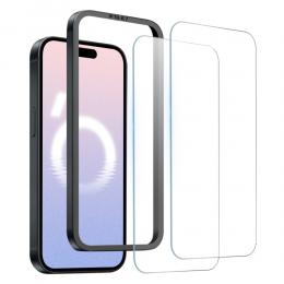 NORTHJO NORTHJO iPhone 16 Plus Skärmskydd Härdat Glas 2-PACK inkl. Ram - Teknikhallen.se