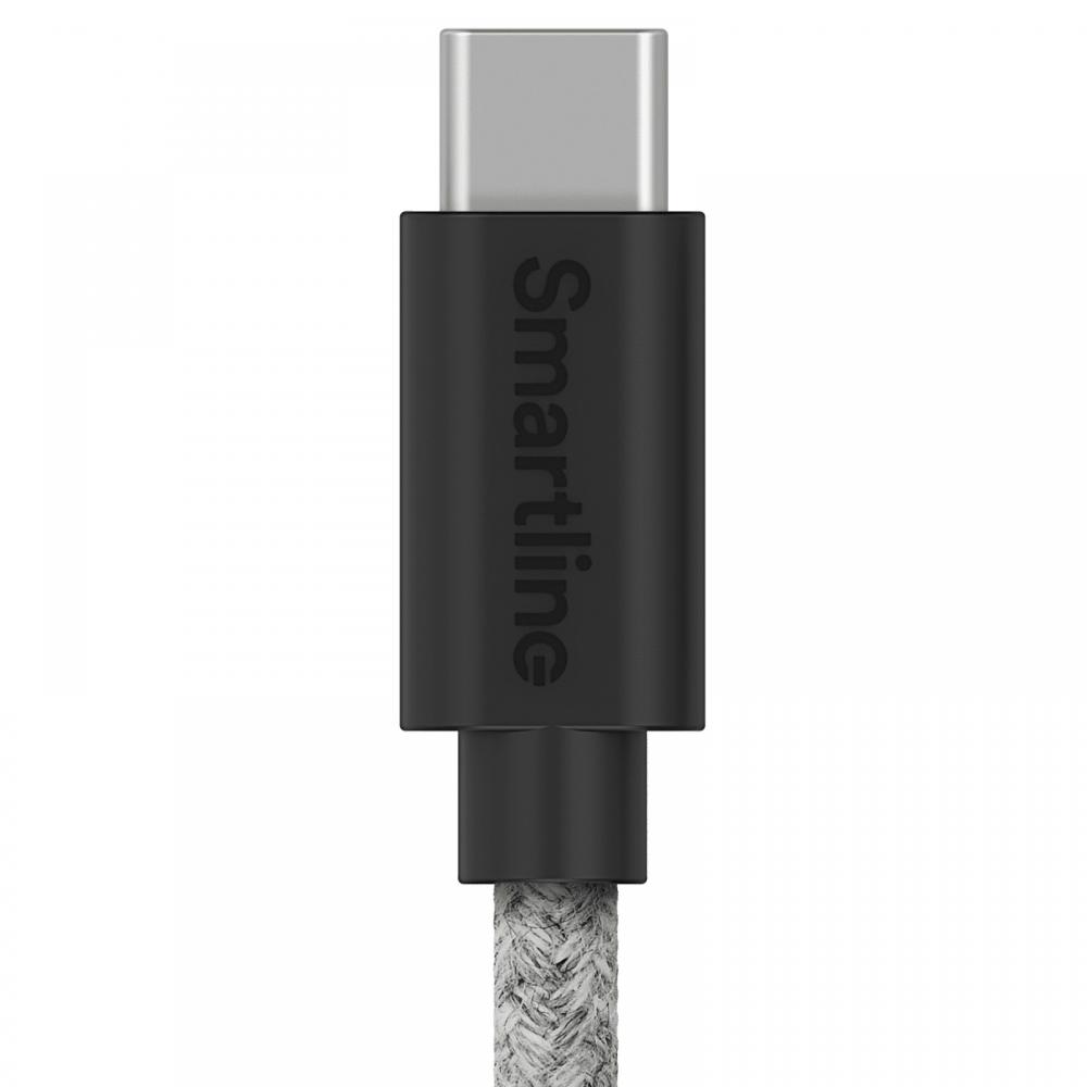 Smartline Smartline 2m 3A USB-C Fuzzy Laddningskabel Gr - Teknikhallen.se