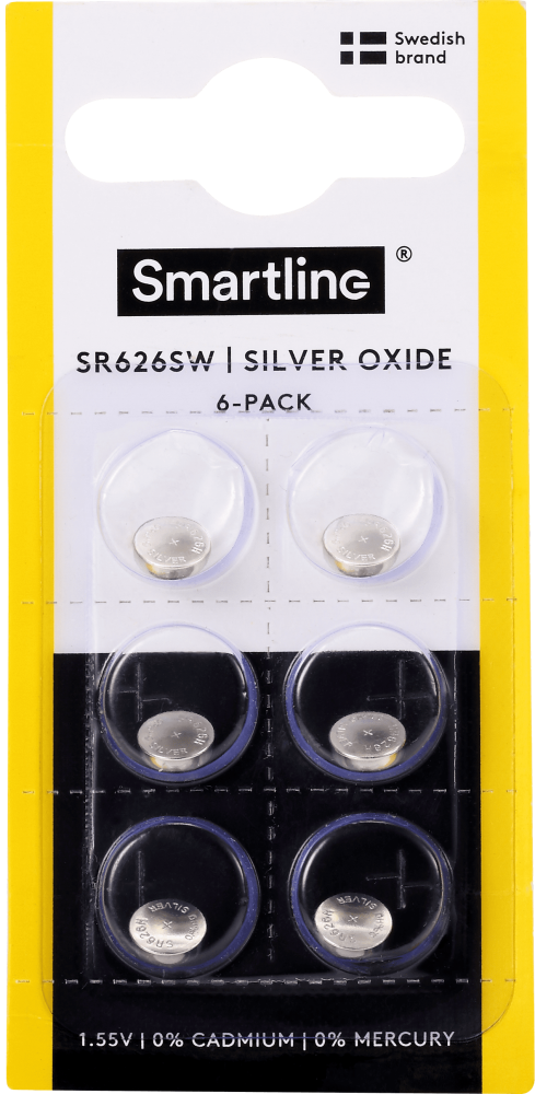 Smartline Smartline SR626SW 6-PACK Batteri Knappcell 377 (30% silver) - Teknikhallen.se