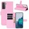  Samsung Galaxy S21 Plus - Litchi Lder Fodral - Ljus Rosa - Teknikhallen.se