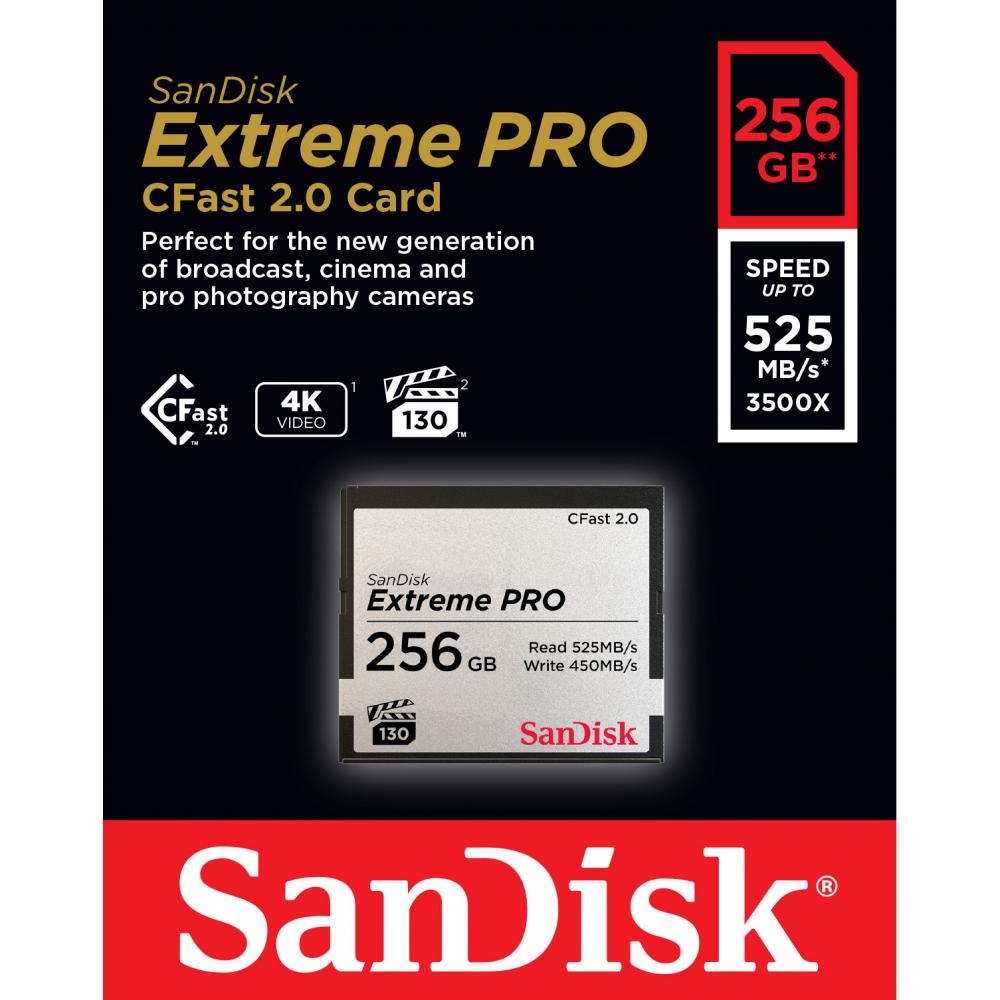 SanDisk SanDisk Cfast 2.0 Extreme Pro 256 GB 525MB/s VPG130 - Teknikhallen.se