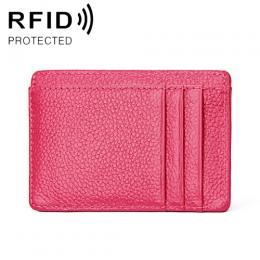  RFID Plånbok Korthållare Litchi Textur Rosa - Teknikhallen.se