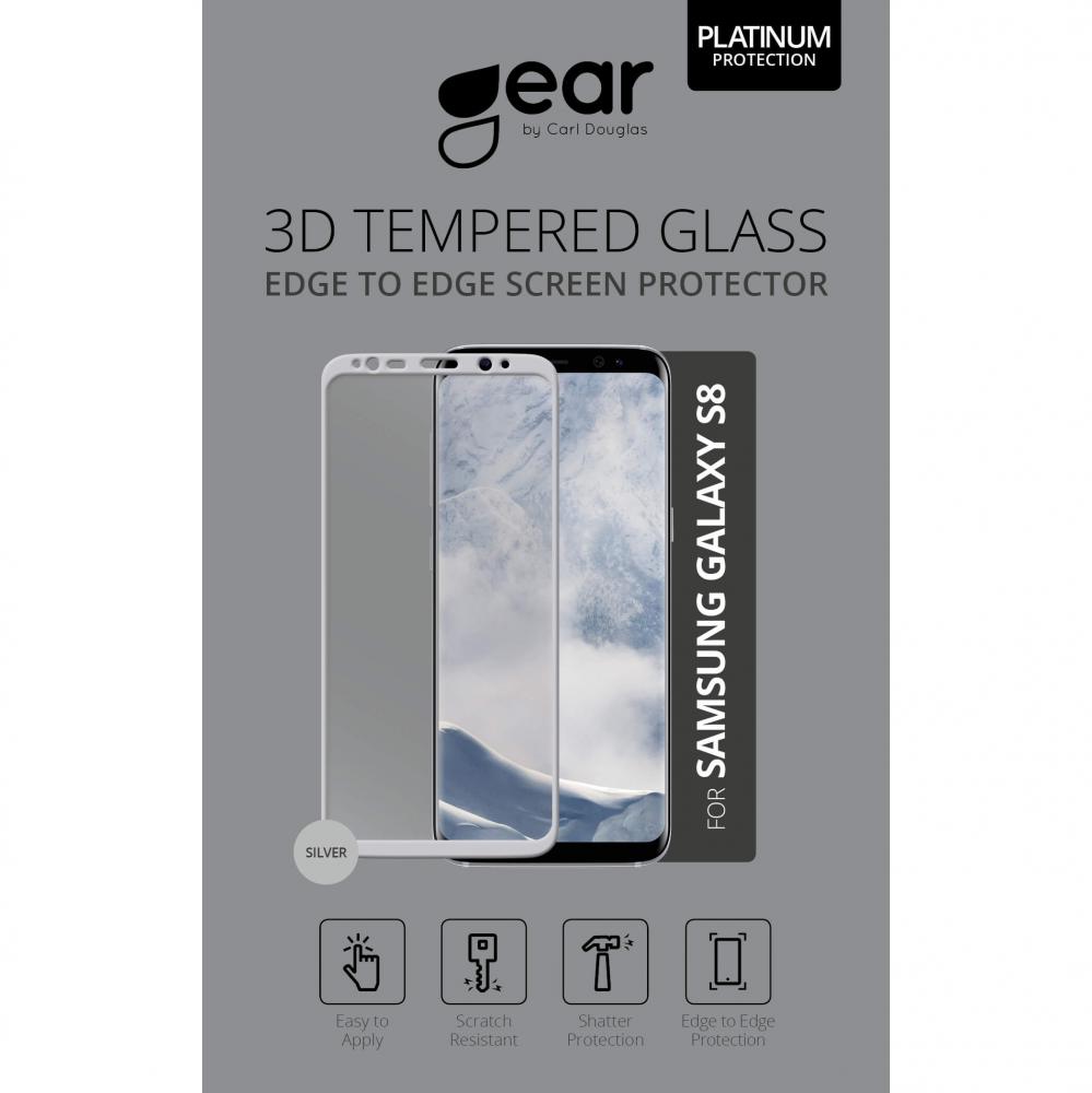 Gear GEAR Samsung S8 Skrmskydd Hrdat Glas 3D Full Cover Silver - Teknikhallen.se