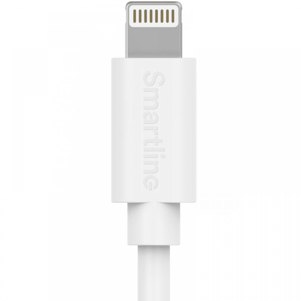 Smartline Smartline 2m USB-C - Lightning MFi Laddningskabel Vit - Teknikhallen.se