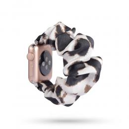  Scrunchie White Leopard Armband Apple Watch 41/40/38 mm - Teknikhallen.se