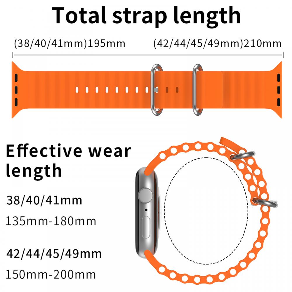 ColorPop Apple Watch 42/44/45/49 mm Armband Ocean Wave Orange - Teknikhallen.se