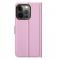  iPhone 13 Pro - Litchi Lder Fodral - Ljus Rosa - Teknikhallen.se