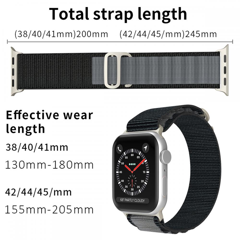 ColorPop Apple Watch 42/44/45/49 mm Armband Alpine Pro Loop Svart/Gr - Teknikhallen.se