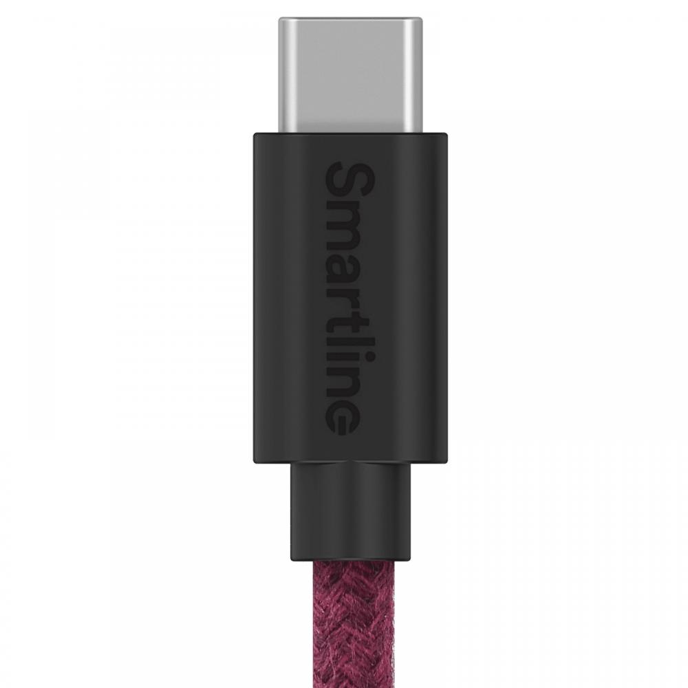 Smartline Smartline 2m 3A USB-C Fuzzy Laddningskabel Lila - Teknikhallen.se