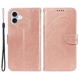  iPhone 16 Plus Fodral Med Fjäril Tryck Roséguld - Teknikhallen.se