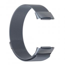  Fitbit Charge 6 / 5 Metall Armband Milanese Loop Grå - Teknikhallen.se