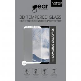 Gear GEAR Samsung S8 Skärmskydd Härdat Glas 3D Full Cover Vit - Teknikhallen.se