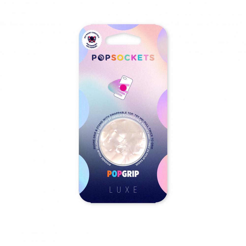 PopSockets PopSockets Avtagbart Grip med Stllfunktion LUXE Acetate Pearl White - Teknikhallen.se
