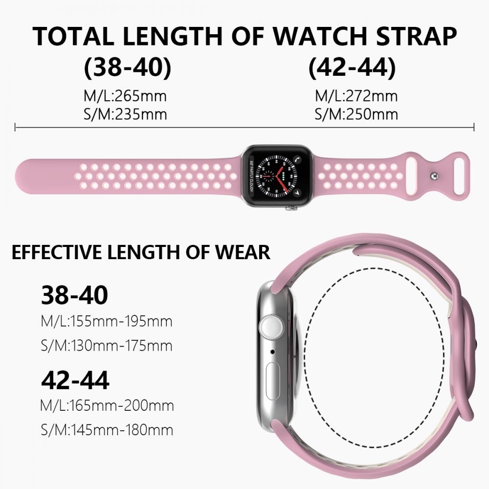 ColorPop Sportarmband Dual-Color Apple Watch 41/40/38 mm (S/M) Lavender/Rosa - Teknikhallen.se