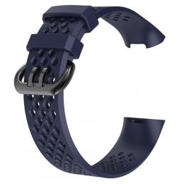  Ihåligt Silikon Armband Fitbit Charge 4/3 (L) Mörk Blå - Teknikhallen.se