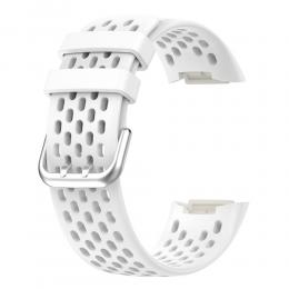  Fitbit Charge 6 / 5 Armband Silikon Ihåligt Vit - Teknikhallen.se