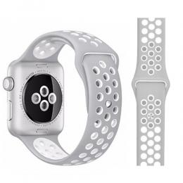  Ihåligt Silikon Armband Apple Watch 41/40/38 mm (M/L) - Grå/Vit - Teknikhallen.se